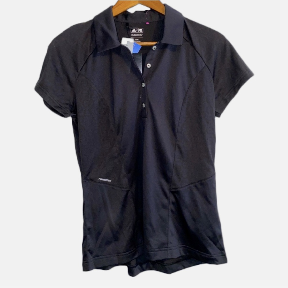 NWT Adidas Climacool Leaner Fit Slim Black Workout Athletic Polo Shirt WOMEN’S M